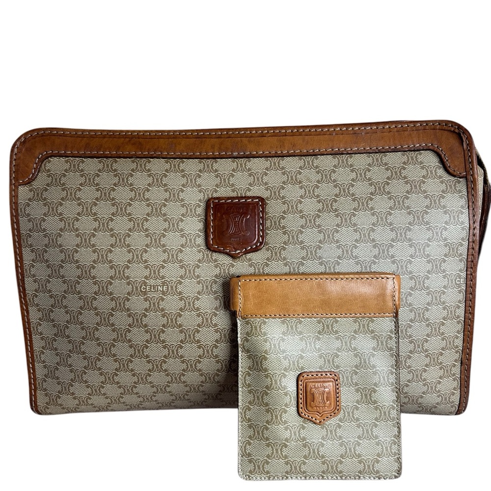 Celine Tan and Brown Clutch, Pre-loved.